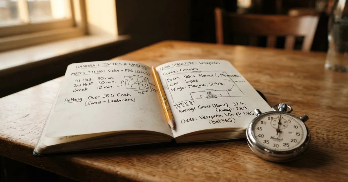 An open notebook with a pencil and a stopwatch on a wooden table