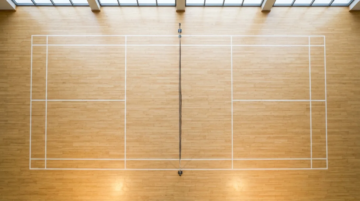 An empty courtroom with wooden benches in morning light