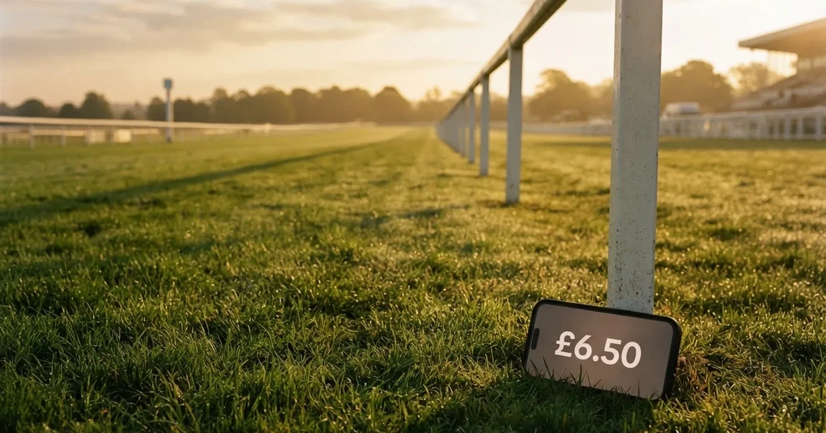 A ball on the centre spot of a grass pitch in morning light