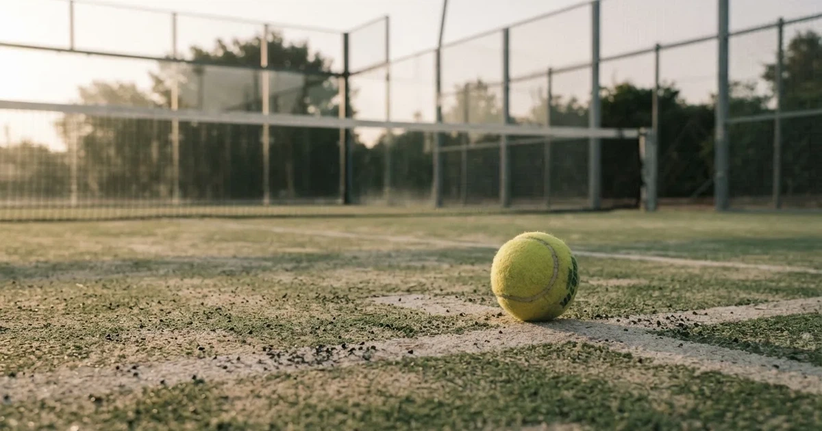 A ball on the centre spot of a grass pitch in morning light
